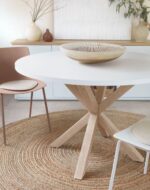 ARGO ROUND WHITE, WOOD EFFET LEGS