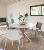 ARGO ROUND WHITE, WOOD EFFET LEGS - Image 5