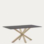 Argo Black Glass and Steel Legs with Wood Finish