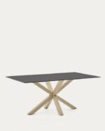 Argo Black Glass and Steel Legs with Wood Finish